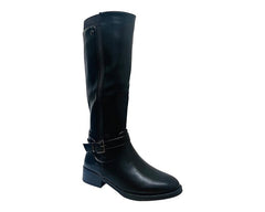 Full Zip Faux Leather Knee High Boots - Boots - British D'sire