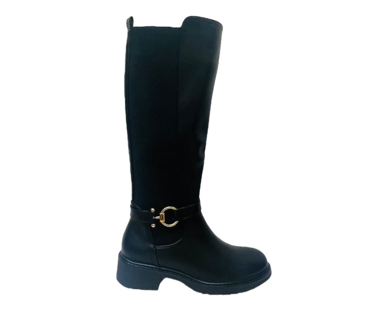 Full Zip Knee High Faux Leather Boots - Boots - British D'sire