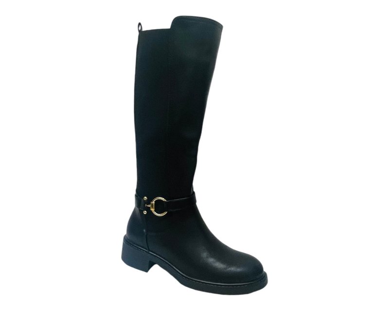 Full Zip Knee High Faux Leather Boots - Boots - British D'sire