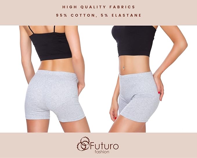 FUTURO FASHION Super Soft Cotton Shorts Elastic Stretch Yoga Knickers, Breathable Short Leggings for Women, Yoga Cycling Sport Pants - Women's Shorts - British D'sire