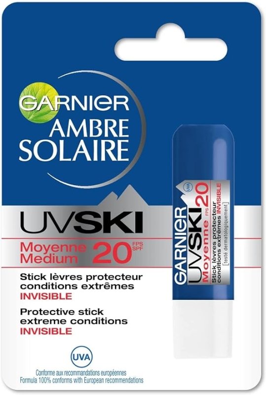 Garnier Ambre Solaire UV SKI Stick Protection Lèvres Invisible pour Haute Montagne - Lot de 2 - British D'sire