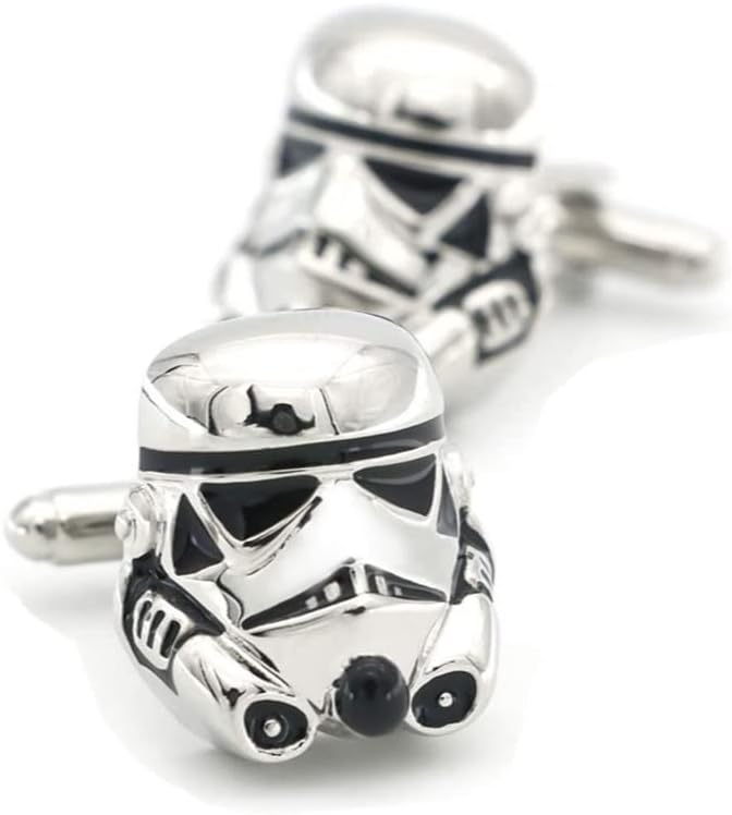 GAUEIOUR Stormtrooper Cufflinks,Fashion Movie Accessories Cufflinks, Men's Personalized Shirt Accessories Sleeve Studs, Men's Cufflink Gifts (Silver) - Men's Cuff Links and Tie Clips - British D'sire