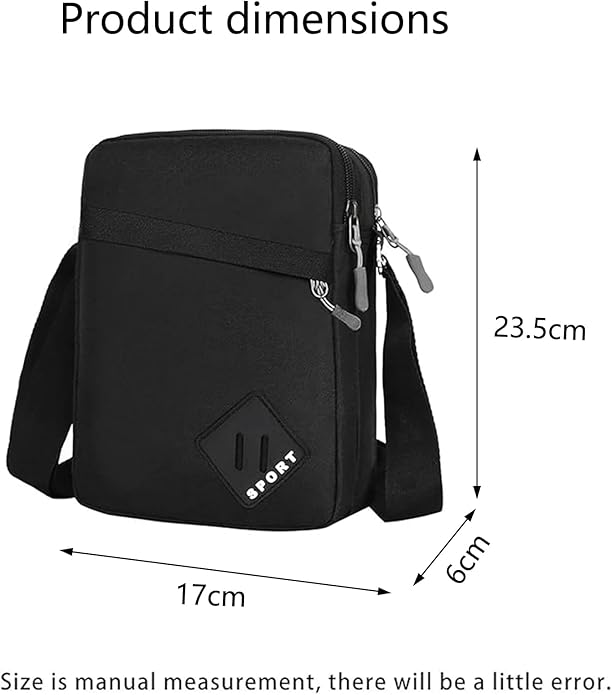 Geebymol Mens Shoulder Bag Nylon and Oxford Crossbody Bag, Messenger Bag with Zipper and Adjustable Strap, Mens Gifts for Fathers Day(Black) - Shoulder Bags - British D'sire