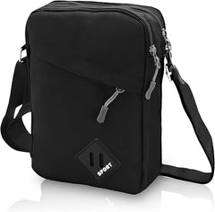 Geebymol Mens Shoulder Bag Nylon and Oxford Crossbody Bag, Messenger Bag with Zipper and Adjustable Strap, Mens Gifts for Fathers Day(Black) - Shoulder Bags - British D'sire