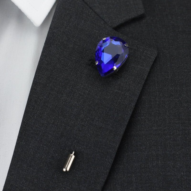 Gem Pear Lapel Pin, Blue - All Products - British D'sire