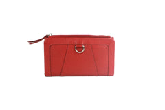 Genuine Full Grain Leather Purse RFID With Ring Detail Red - British D'sire