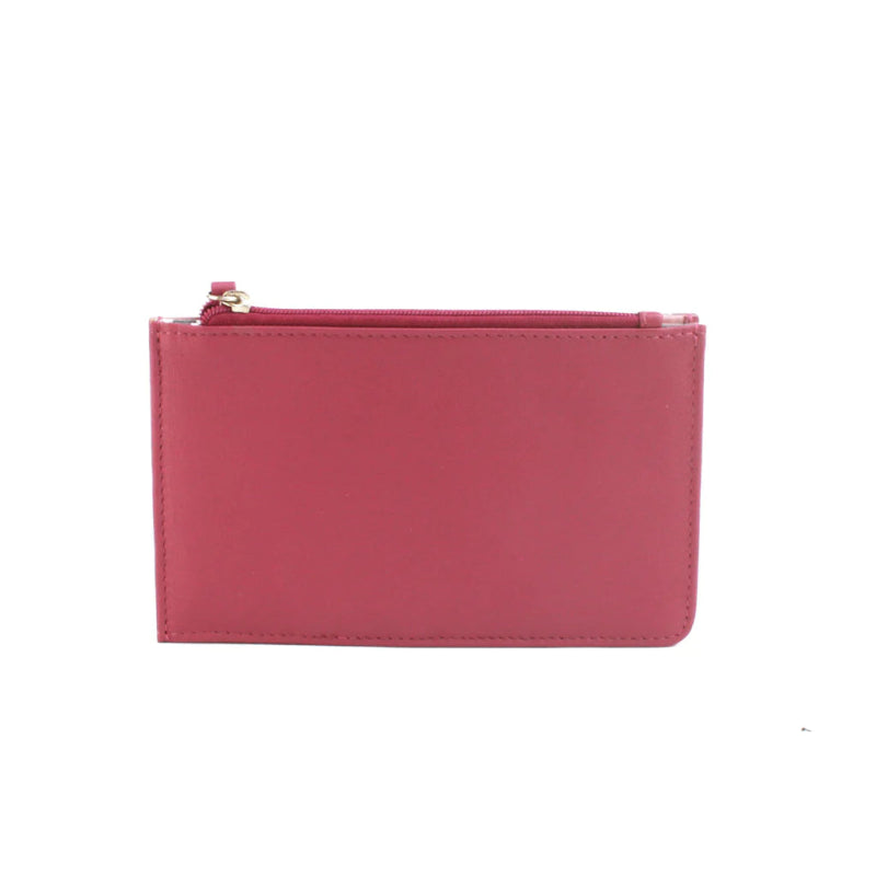 Genuine Leather purse with contrast panel and piping stripe detailing. RFID Pink/Blush - British D'sire