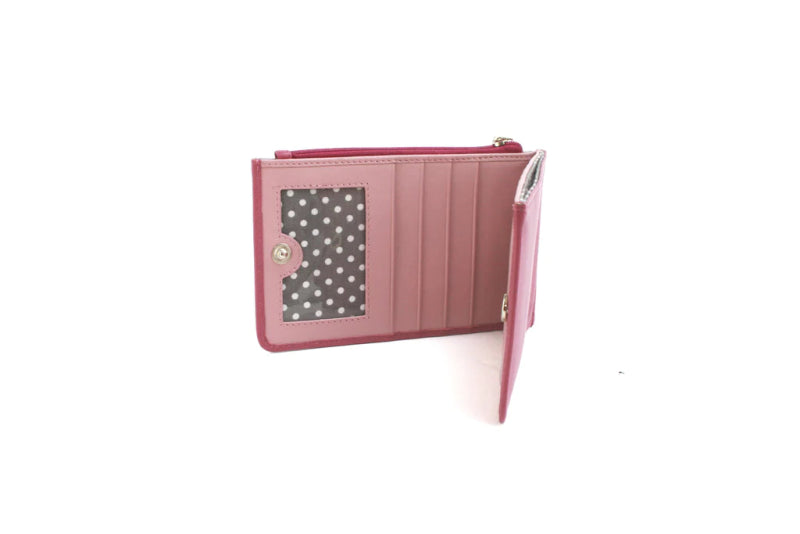 Genuine Leather purse with contrast panel and piping stripe detailing. RFID Pink/Blush - British D'sire