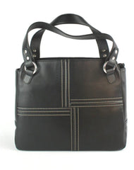 Genuine Soft Leather Handbag With Stitched Detailing - British D'sire