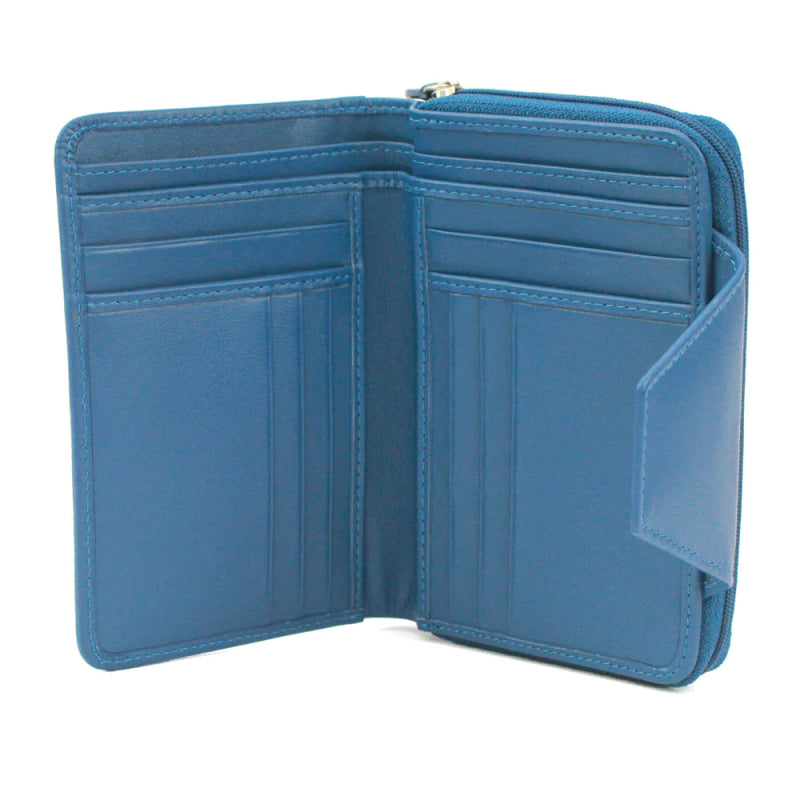 Genuine Soft Leather Purse RFID protection Sapphire Blue - British D'sire