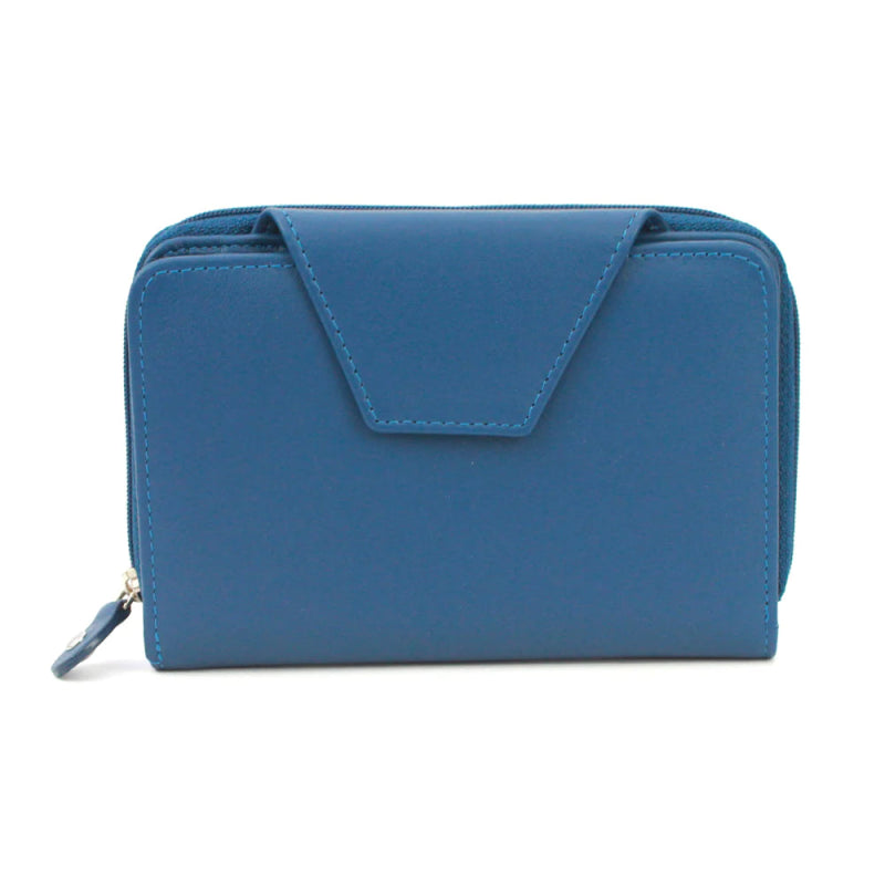 Genuine Soft Leather Purse RFID protection Sapphire Blue - British D'sire