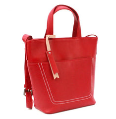 Genuine Soft Leather Red Shoulder Handbag - British D'sire