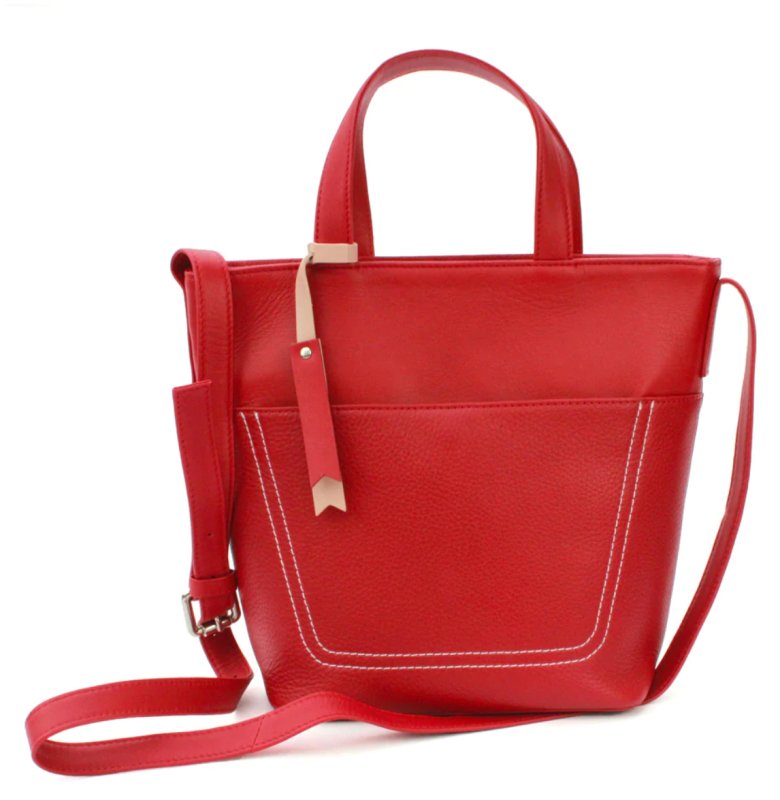 Genuine Soft Leather Red Shoulder Handbag - British D'sire