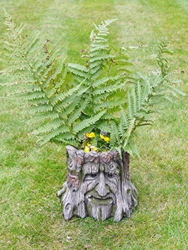 Get Goods Novelty Tree Stump Garden Planter Wood Carved Face Effect Patio Yard Ornament Decorative Flower Pot - Home Decor - British D'sire