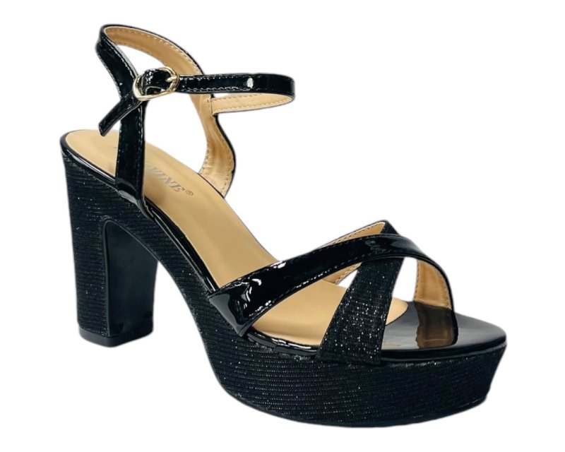 Glitter Block Heel Platform Shoes - Heels - British D'sire