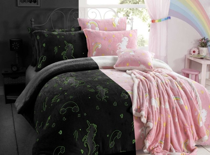 Glow In The Dark Teddy Fleece Duvet Cover Set - Home, Furniture & DIY:Bedding:Bedding Sets & Duvet Covers - British D'sire