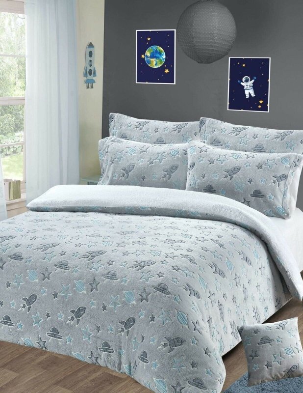 Glow In The Dark Teddy Fleece Duvet Cover Set - Home, Furniture & DIY:Bedding:Bedding Sets & Duvet Covers - British D'sire