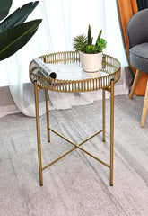 Gold Oval Mirror Tray Table - SLENDER - Butler Tray - British D'sire