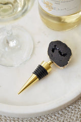 Gold Tone Black Agate Crystal Wine Bottle Stopper - Bottle Openers - British D'sire