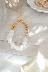 Gold Tone Curb Chain and Quartz Statement Crystal Bracelet - Bracelets - British D'sire