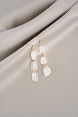 Gold Tone Moonstone 3 Drop Earrings - Earrings - British D'sire