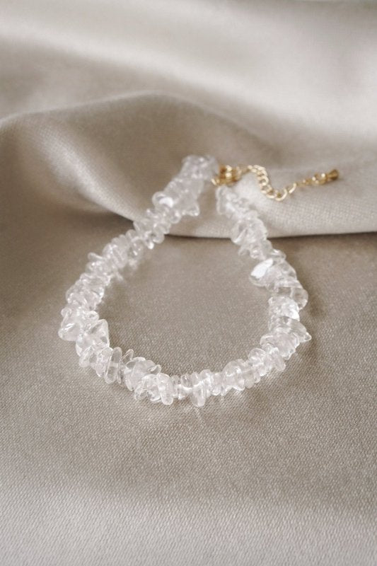 Gold Tone Raw Quartz Anklet - Anklets - British D'sire