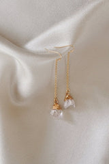 Gold Tone Raw Quartz Dangle Drop Earrings - Earrings - British D'sire