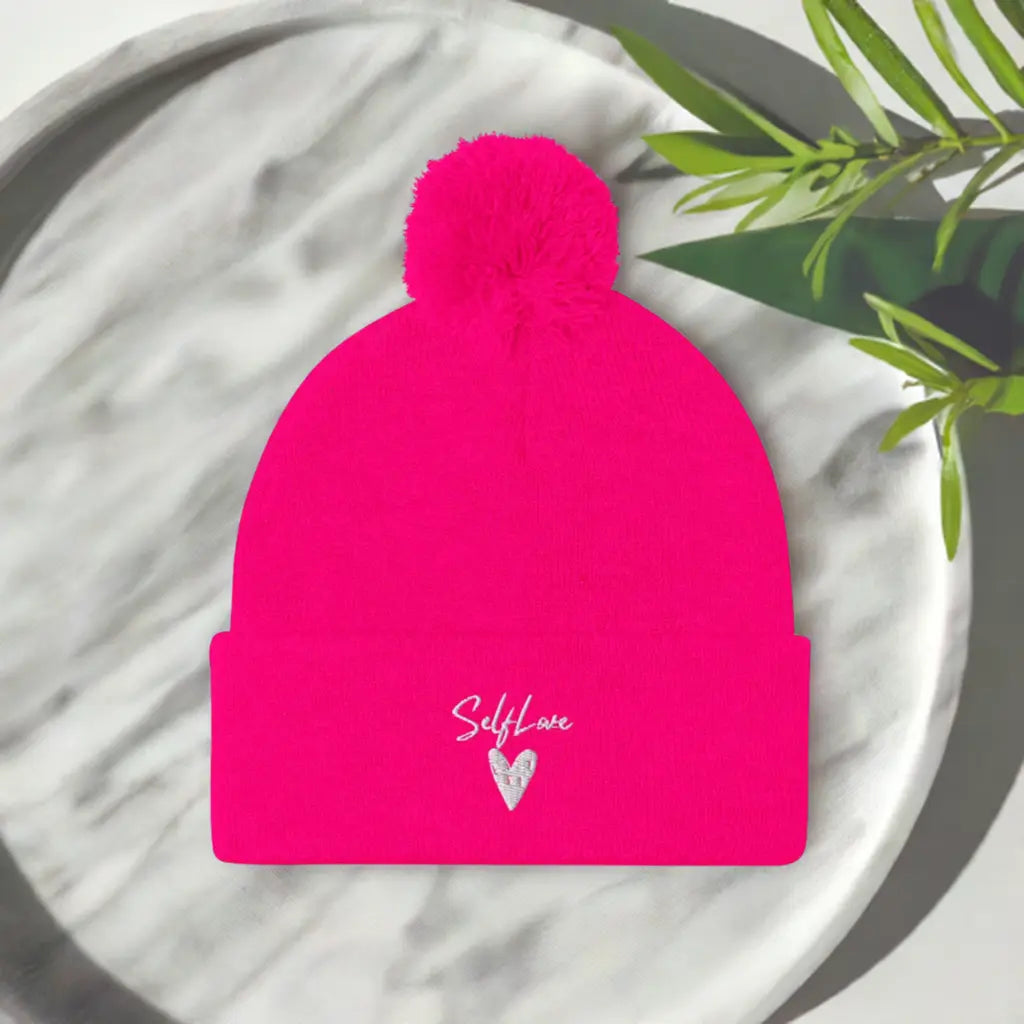 Self Love - Pom-Pom Beanie - Winter Beanie with Embroidery Maiden-Art