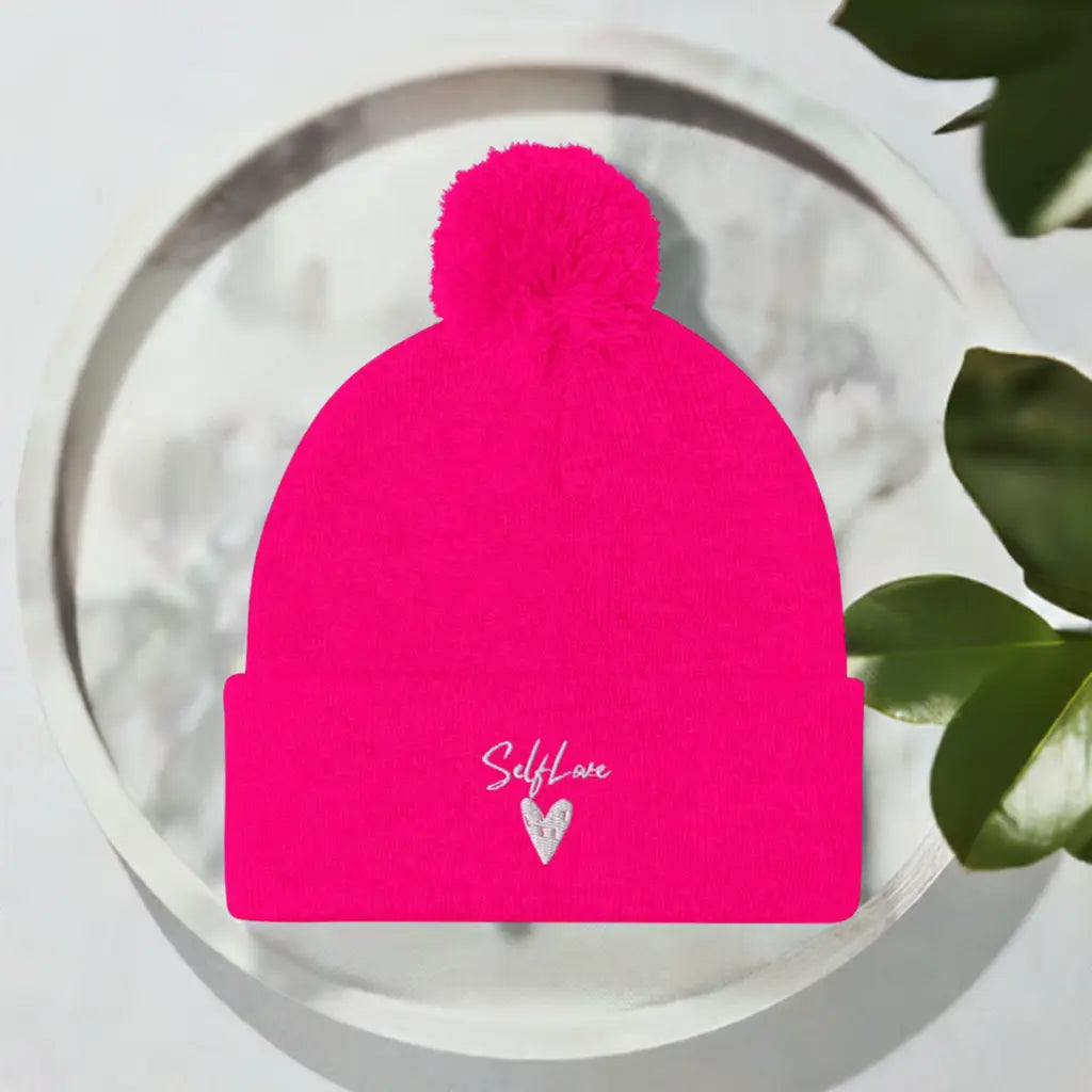 Self Love - Pom-Pom Beanie - Winter Beanie with Embroidery Maiden-Art