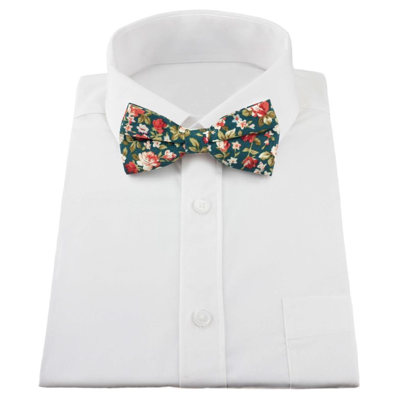 Green Floral Bow Tie - All Products - British D'sire