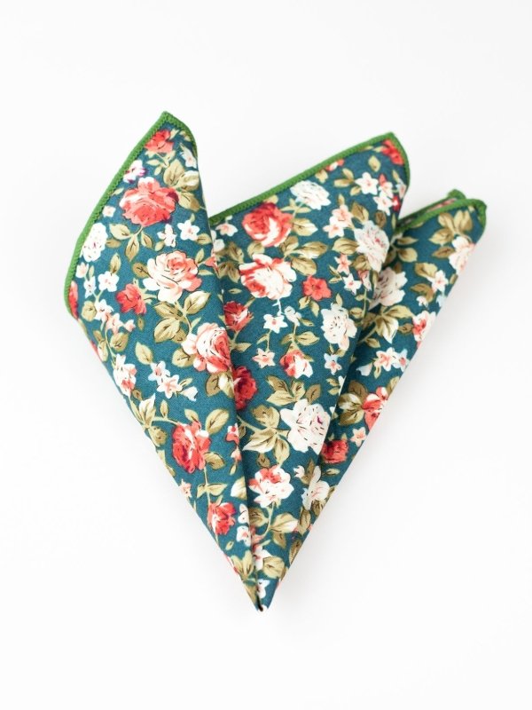 Green Floral Pocket Square - All Products - British D'sire