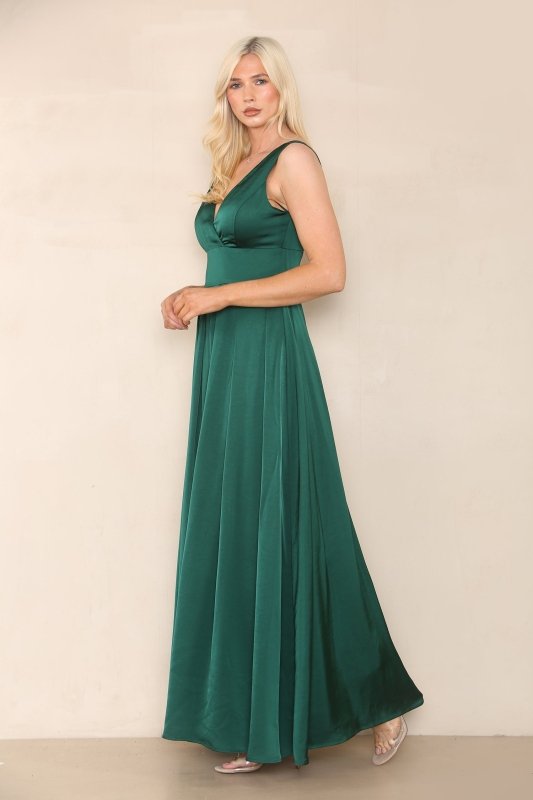 Green Maxi Dress Sleeveless - Dresses - British D'sire