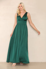 Green Maxi Dress Sleeveless - Dresses - British D'sire