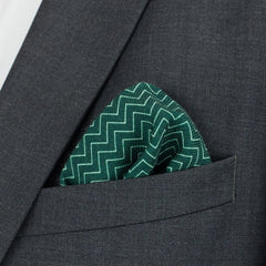 Green Zig Zags Wool Pocket Square - All Products - British D'sire