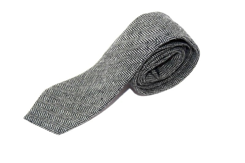 Grey Herringbone Wool Tie - All Products - British D'sire