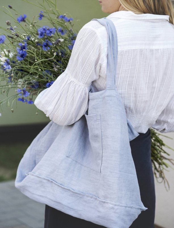 Grey linen beach bag - Beach Bags - British D'sire