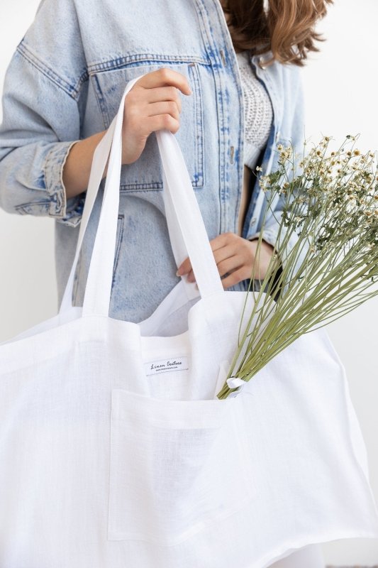 Grey linen beach bag - Beach Bags - British D'sire