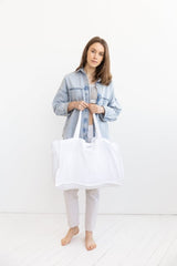 Grey linen beach bag - Beach Bags - British D'sire