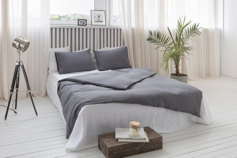 Grey linen bedding set with zipper - Bedding sets with zipper - British D'sire