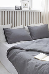 Grey linen bedding set with zipper - Bedding sets with zipper - British D'sire