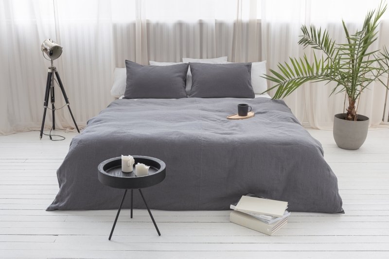 Grey linen bedding set with zipper - Bedding sets with zipper - British D'sire