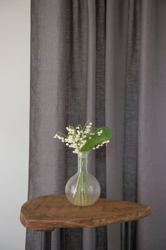 Grey linen curtain with rod pocket - Rod pocket - British D'sire