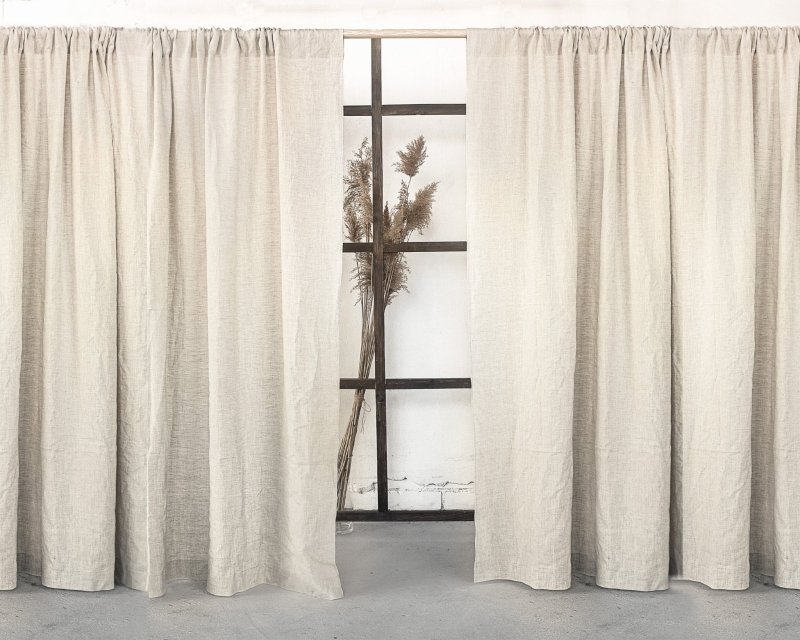 Grey linen curtain with rod pocket - Rod pocket - British D'sire