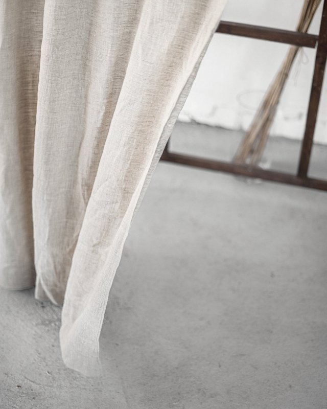 Grey linen curtain with rod pocket - Rod pocket - British D'sire