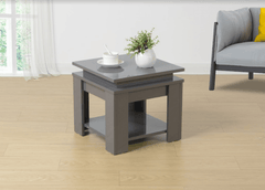 GREY Square Side Table with BLUE LED Light - EFFULGENCE - Side Table - British D'sire