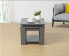 GREY Square Side Table with BLUE LED Light - EFFULGENCE - Side Table - British D'sire