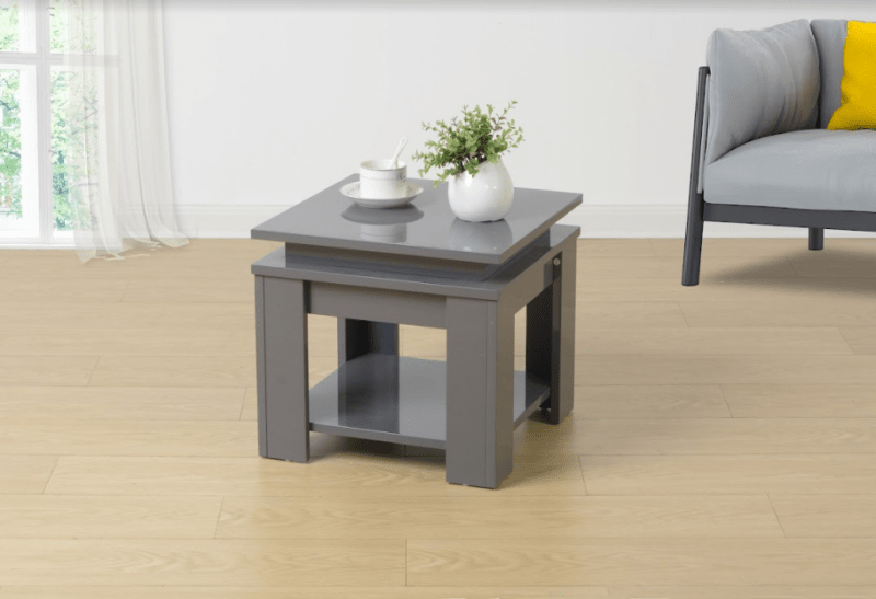 GREY Square Side Table with BLUE LED Light - EFFULGENCE - Side Table - British D'sire