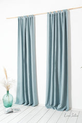 Greyish Mint linen curtain with tabs - Tab top - British D'sire