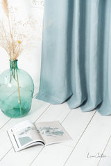 Greyish Mint linen curtain with tabs - Tab top - British D'sire