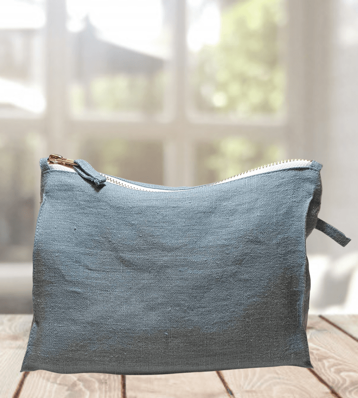 Greyish Mint linen makeup bag - Cosmetic Bag - British D'sire